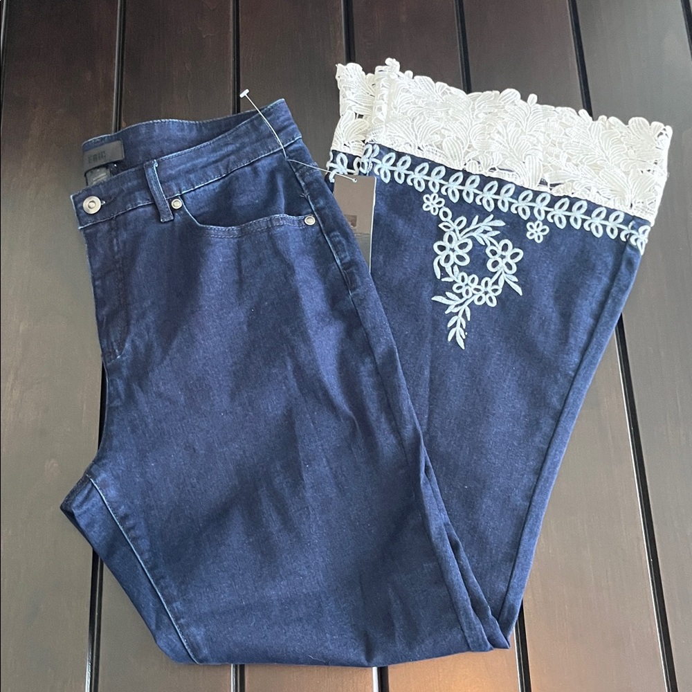 Eric Embellished Lace Hem Jeans